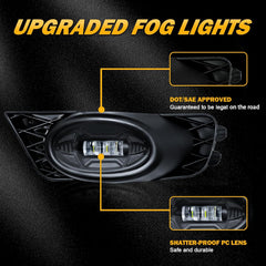 OKSIWA LED Fog Lights for 2009 2010 2011 Honda Civic 4-Door Sedan,Front Bumer Driving Light Kit,Fog Lamps Replacement with Wiring Harness,Clear Lens,Plug and Play-6