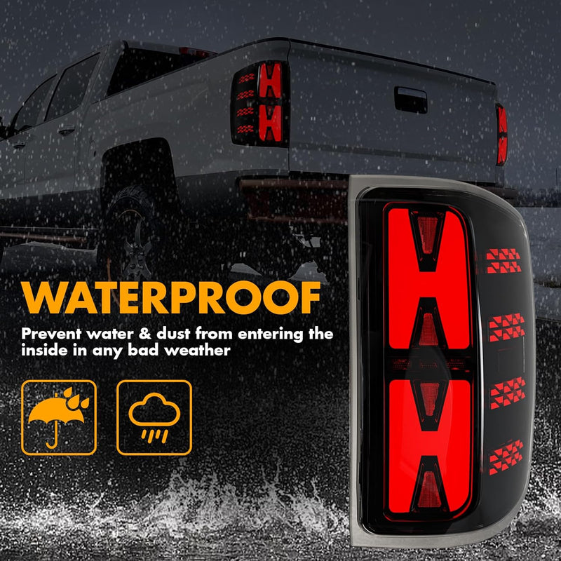 Animated Sequential Smoked LED Tail Lights for 2014-2018 Chevy Silverado & 2016-2018 GMC Sierra 3500HD DRW Plug & Play-5