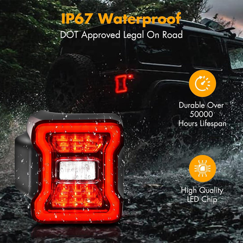 OKSIWA Full LED Tail Light Fit for 2018 2019 2020 2021 2022 2023 Jeep Wrangler JL(For Stock Halogen Model to Upgrade to FULL LED),LED Rear Light Set Brake Lamp Tail Lamp-4