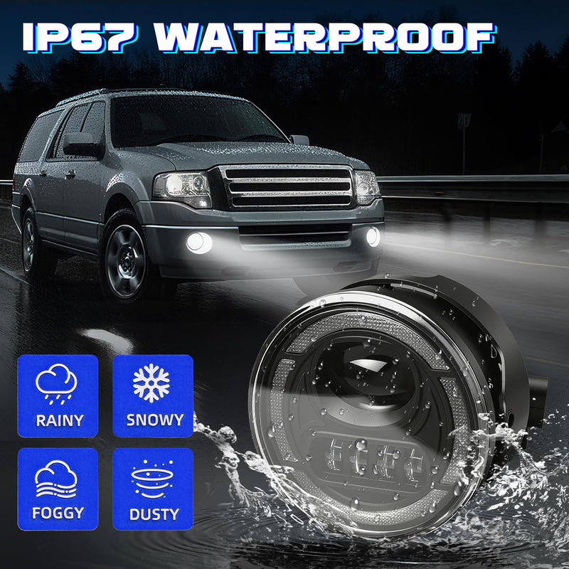 OKSIWA Led Fog Lights with DRL Comaptible with Ford Expedition 2007 2008 2009 2010 2011 2012 2013 2014, Compatible with 2008-2011 Ford Ranger, Upgrade and Modified 1 Pair Led Fog Lamp, Fog Light Assembly-5