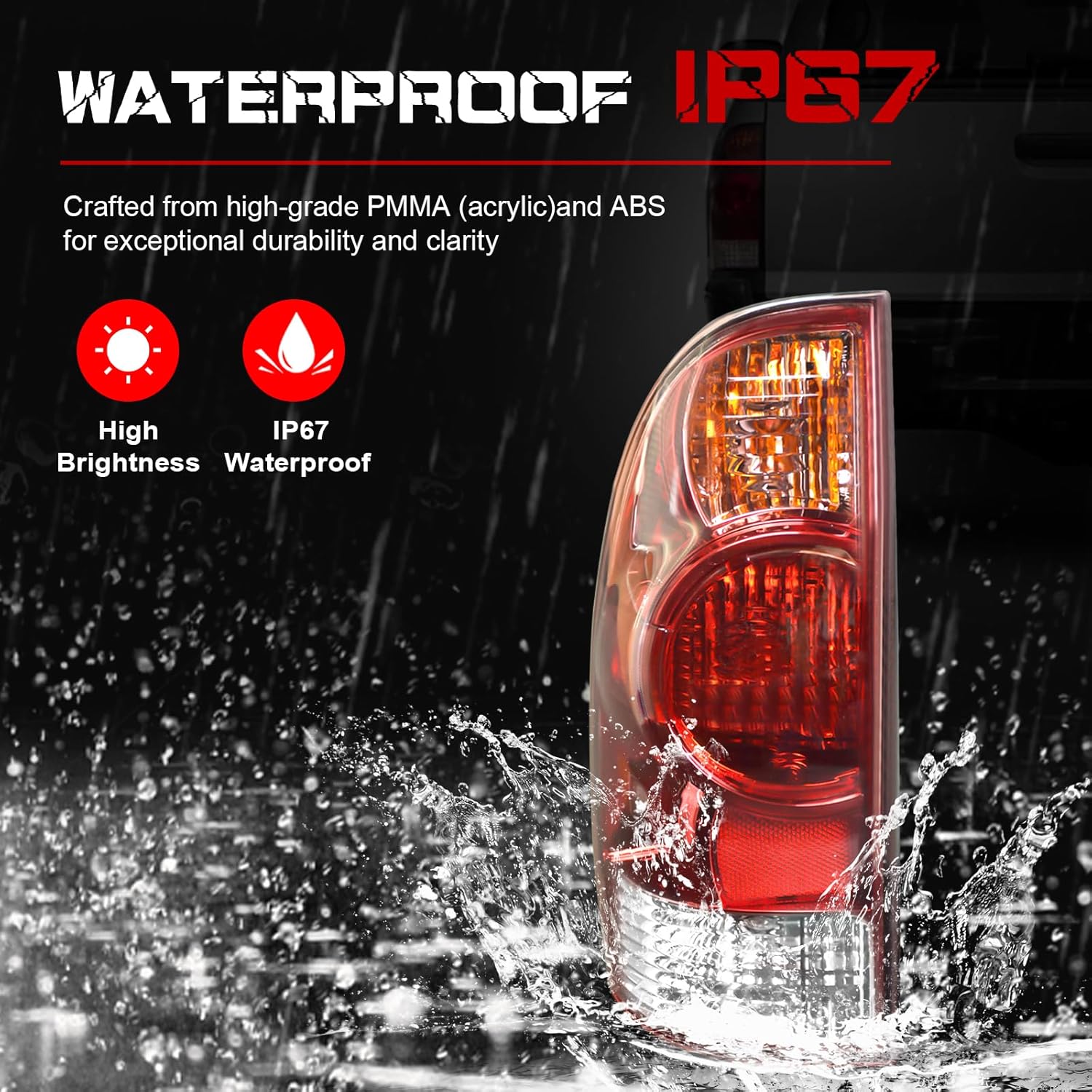 OKSIWA Tail Light Housing for 2005-2015 Toyota Tacoma, Driver Side Rear Tail Light Replacement - Left Tail Lamp