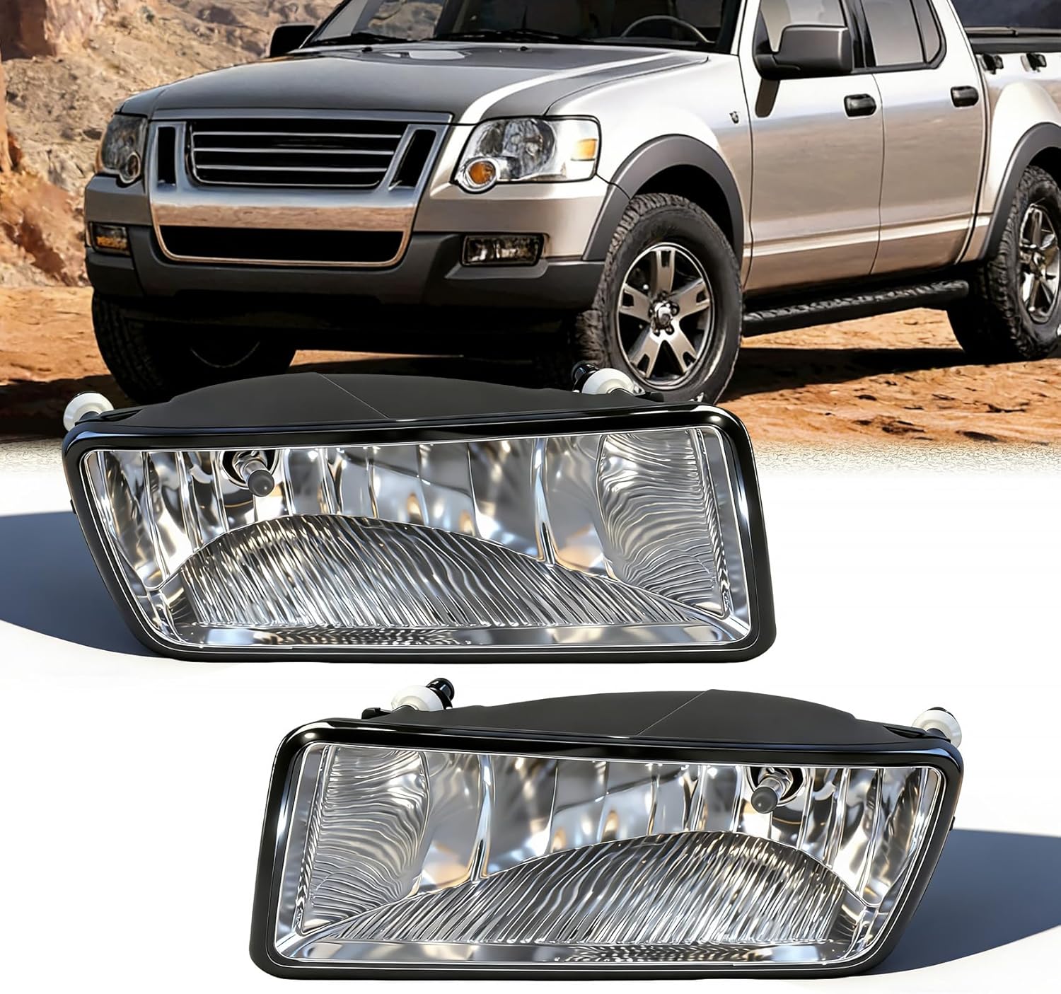 OKSIWA 2006-2010 Ford Explorer Fog Lights Pair - Direct Replacement for Original for Lights- Fits 2008-2010 Explorer Sport Trac - OEM Style Clear Lens, Weatherproof Housing (Driver & Passenger Side)