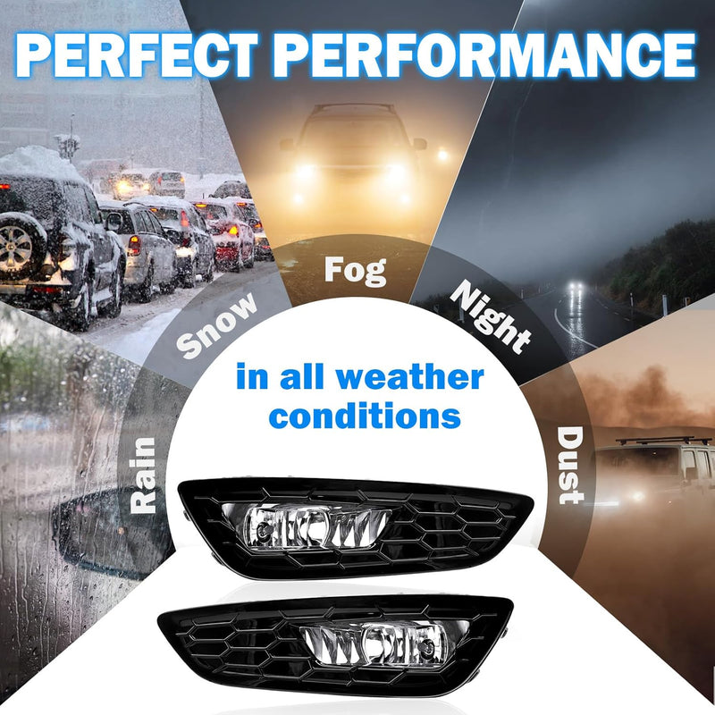 OKSIWA Fog Lights Assemblies Compatible With 2015 2016 2017 Ford Focus Fog Lamps Drive and Passenger Side Front Bumper Fog Lights Clear Lens-6