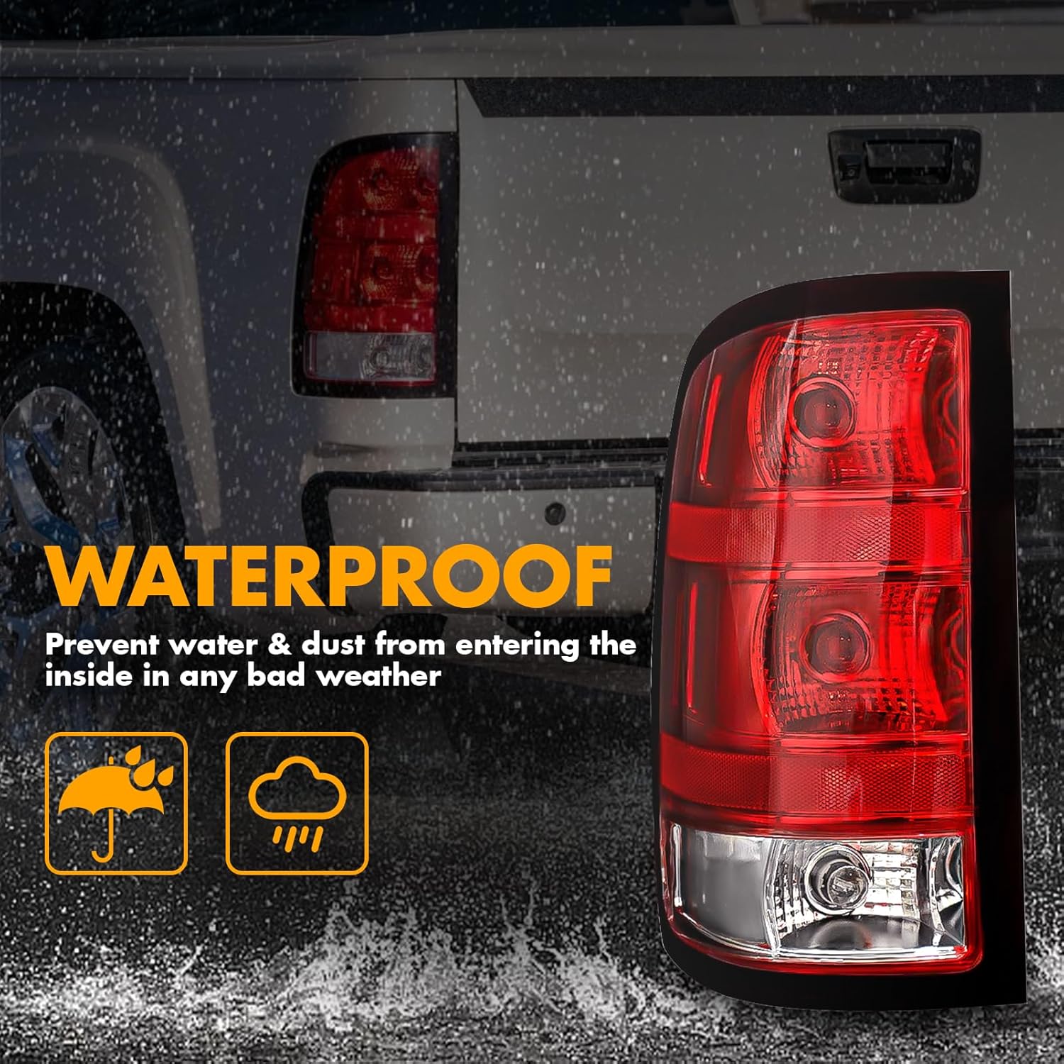 OKSIWA Halogen Tail Light for 2007-2013 GMC Sierra 1500 2500HD 3500HD, with Turn Signal, Brake, Reverse Light, Rear Lights Assembly, Plug N Play