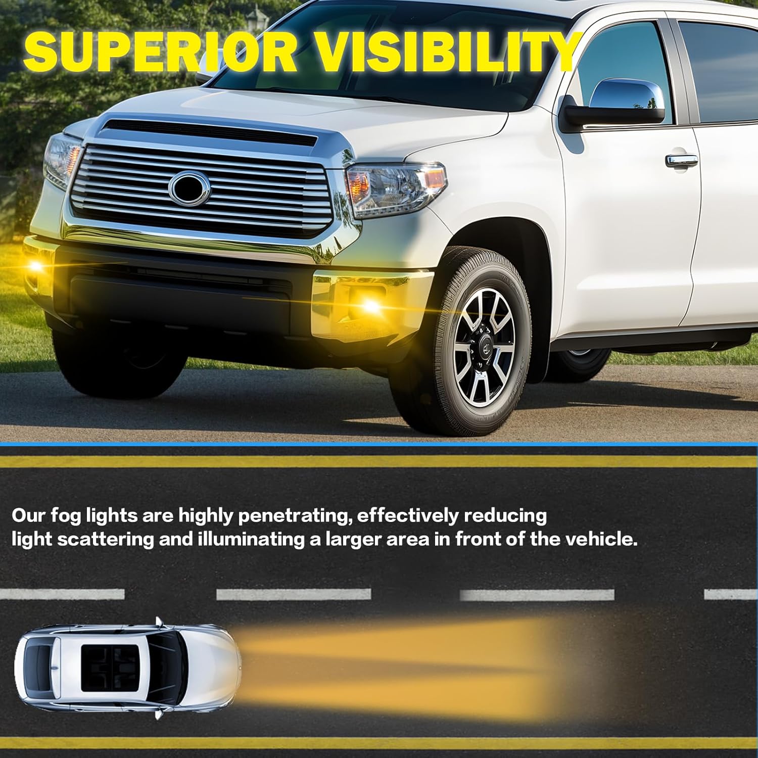 OKSIWA Driving Bumper Fog Lights for 2014-2021 Toyota Tundra with H11 12V 55W Halogen Bulbs & Switch and Wiring Kit (Clear Lens)-2