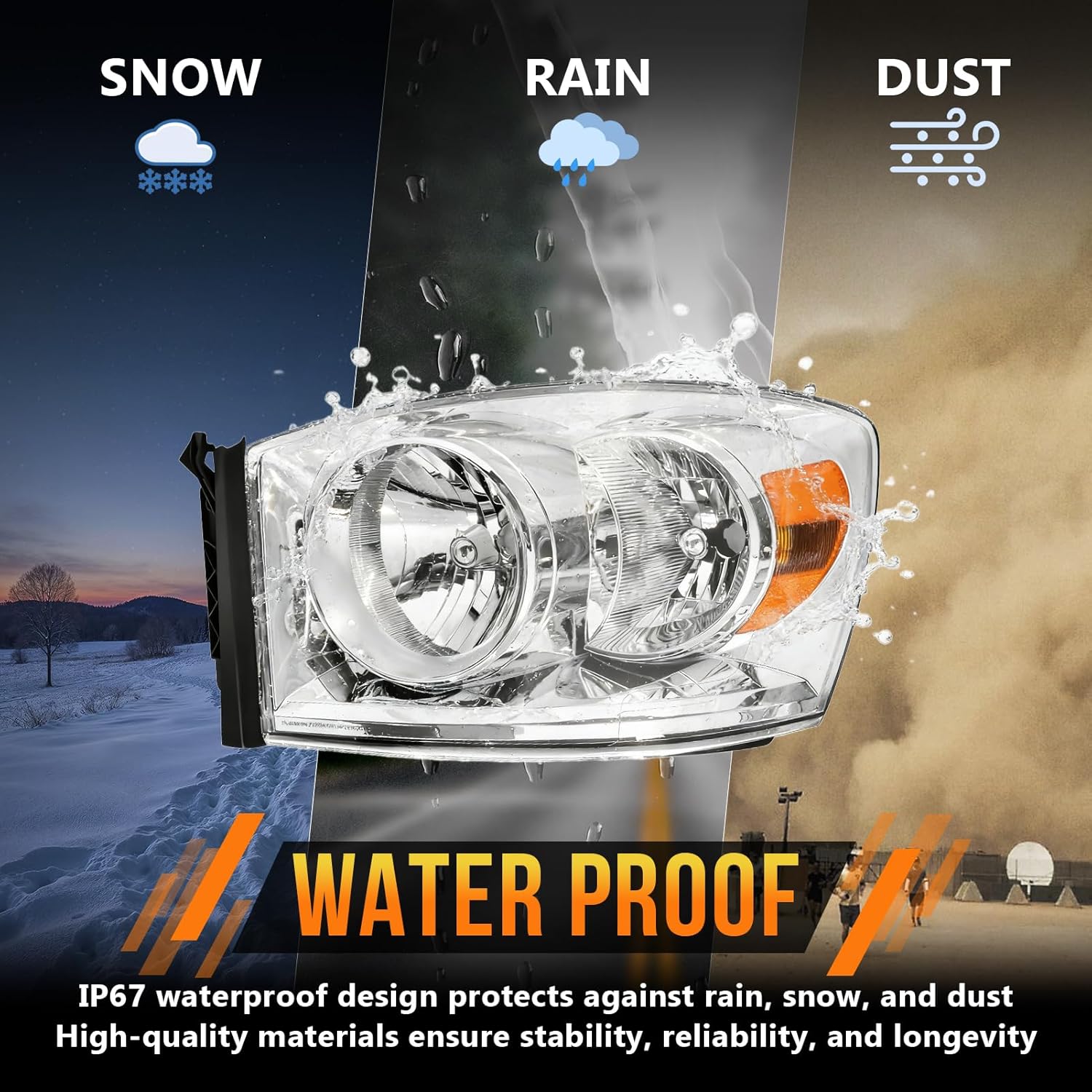 OKSIWA Headlights Assembly for 2006-2008 Dodge Ram 1500, 2006–2009 Dodge Ram 2500 3500, OEM Style Replacement Headlamp Housing, Factory Fit, No Bulbs Included, Durable & Weather-Resistant