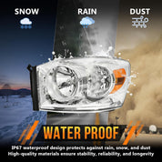 OKSIWA Headlights Assembly for 2006-2008 Dodge Ram 1500, 2006–2009 Dodge Ram 2500 3500, OEM Style Replacement Headlamp Housing, Factory Fit, No Bulbs Included, Durable & Weather-Resistant