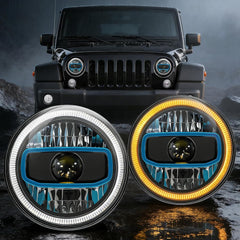 7" Halo LED Headlights with Sequential Turn Signal & DRL for 1976-2017 Jeep Wrangler CJ/TJ/JK-1