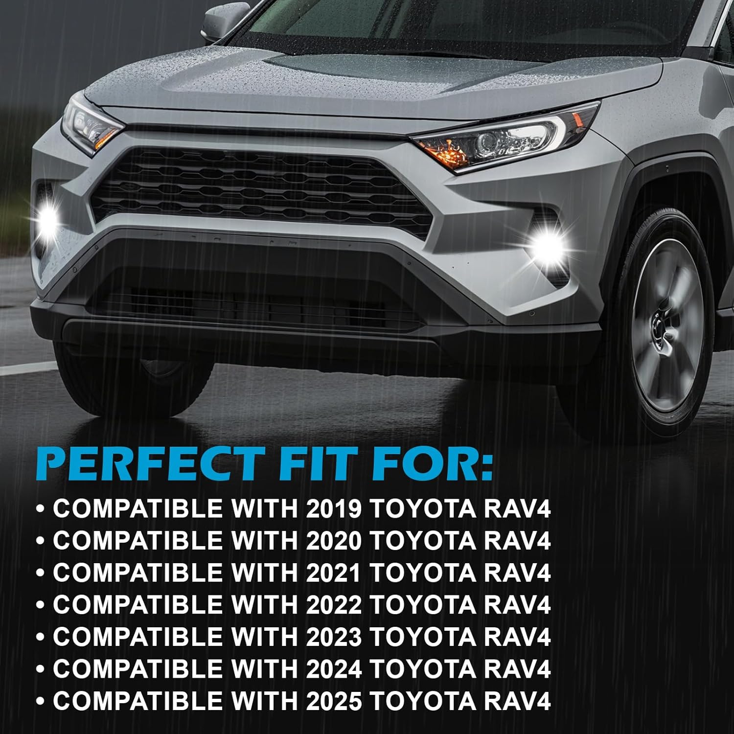 OKSIWA Fog Lights Compatible with 2019 2020 2021 2022 2023 2024 2025 Toyota RAV4 Fog Lamps Replacement 1 Pair Clear Lens with Switch and Wiring Kit(Not fit ADVENTURE)