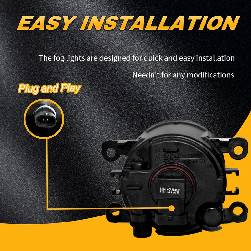 OKSIWA Halogen Fog Lights Compatible with 2010-2017 Nissan Frontier,2005-2015 Xterra, Driving Fog Lamps Replacement with Wiring Harness, Switch Kit (Only fit for Plastic Bumper)-4