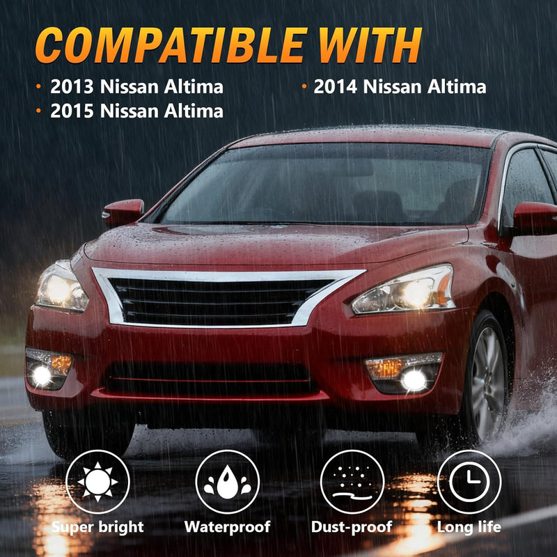 OKSIWA LED Fog Lights,Compatible with Nissan Altima Sedan 2013 2014 2015,Front Bumer Driving Light Fog Lamp Assembly Kit with Wiring Harness, Switch,Plug and Play-2