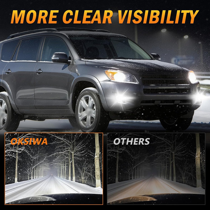 OKSIWA LED Fog Lights for 2009 2010 2011 2012 Toyota Rav4,1 Pair Front Driving Fog Lamps Kits with Wiring Harness Switch,Clear Lens-2