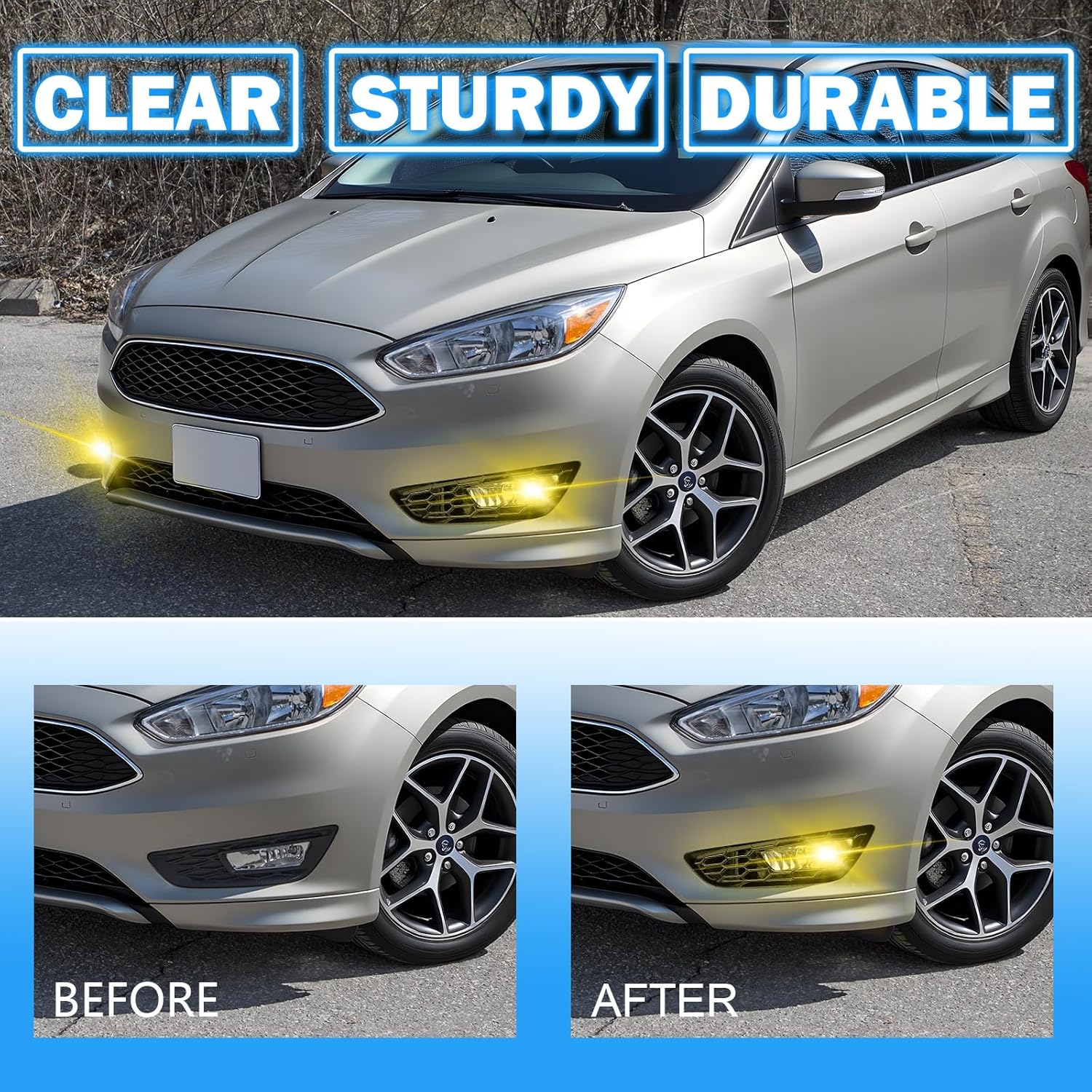 OKSIWA Fog Lights Assemblies Compatible With 2015 2016 2017 Ford Focus Fog Lamps Drive and Passenger Side Front Bumper Fog Lights Clear Lens-7