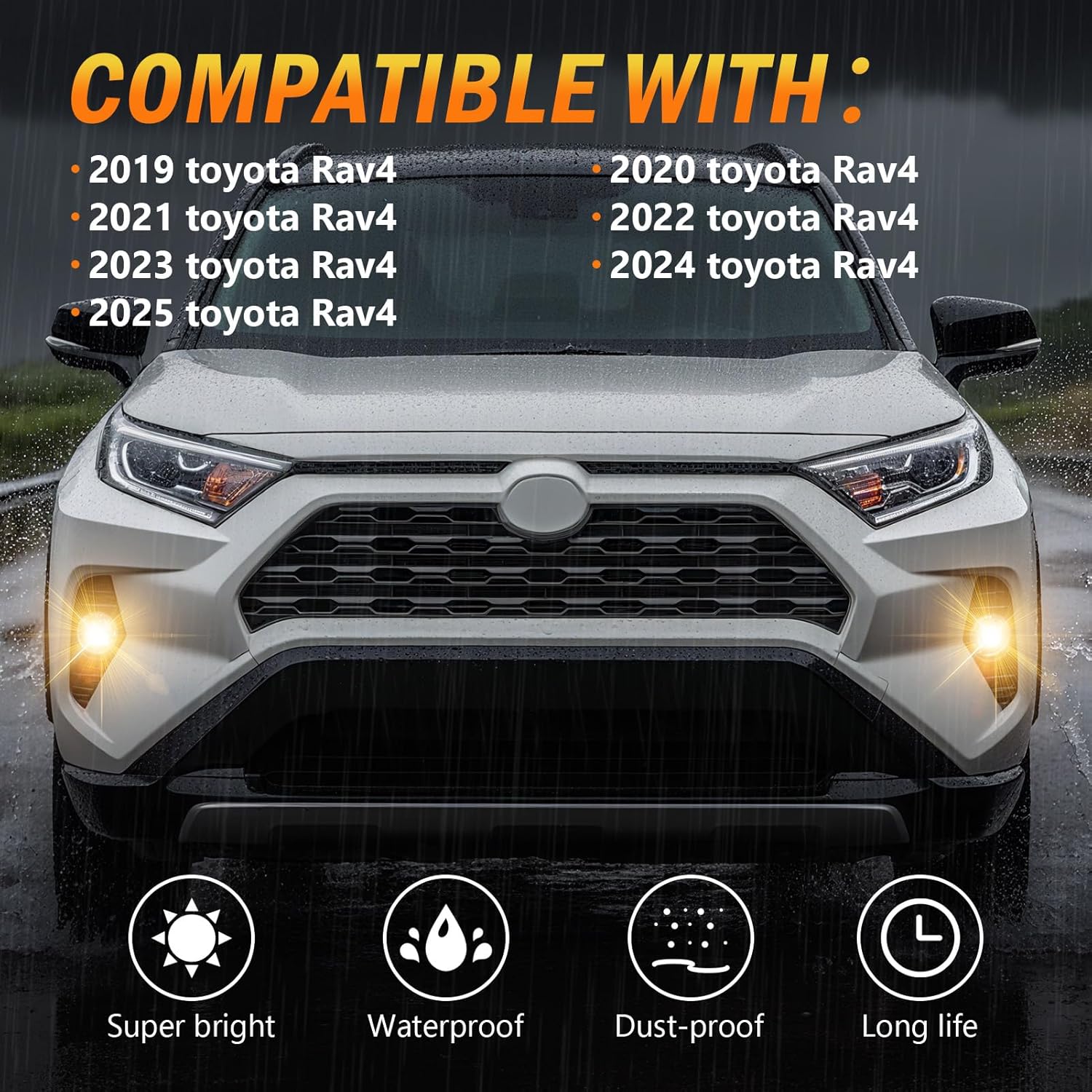 OKSIWA Halogen Fog Lights,For 2019-2025 Toyota Rav4, Front Bumper Fog Lamp Assembly kit, with Bezel Wiring Harness,Plug and Play,Easy to Install-3