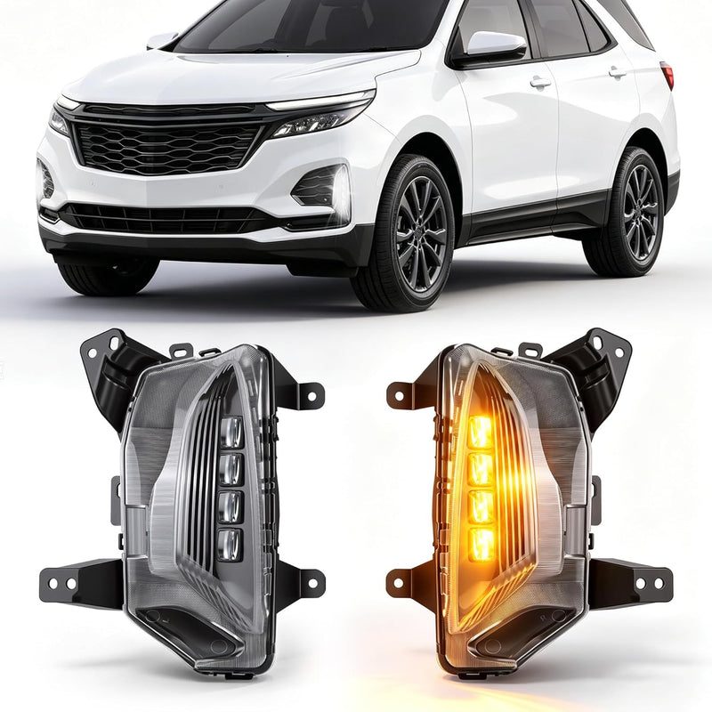 DOT Approved LED Fog Lights with DRL & Amber Turn Signal for 2022-2024 Chevy Equinox w/ Wiring Harness Plug & Play-1