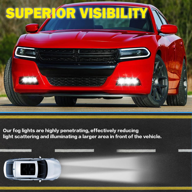 OKSIWA LED Fog Lights Assembly Compatible With 2015 2016 2017 2018 2019 2020 Dodge Charger Front Bumper Driving Fog Lamp Fog Light Kits-2