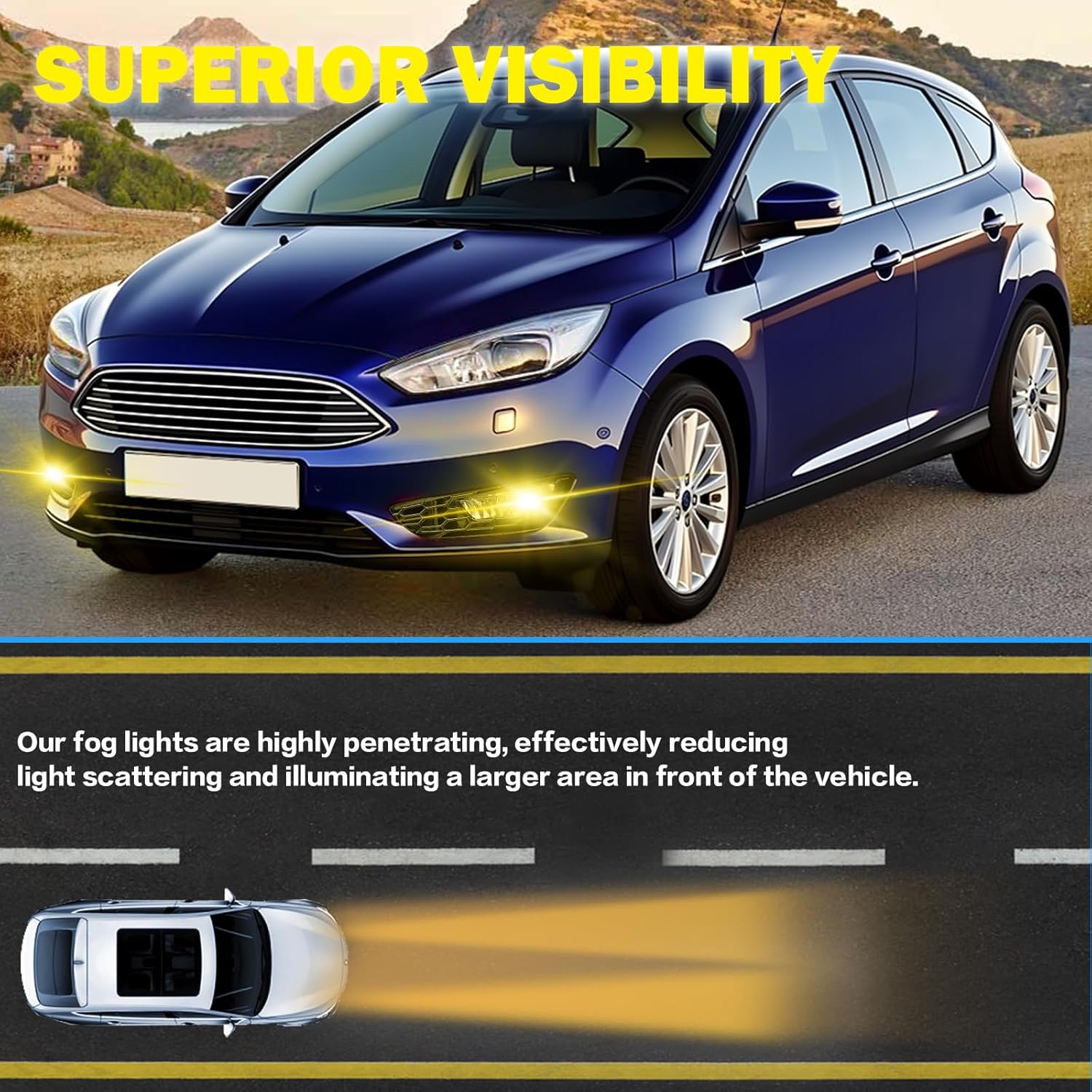 OKSIWA Fog Lights Assemblies Compatible With 2015 2016 2017 Ford Focus Fog Lamps Drive and Passenger Side Front Bumper Fog Lights Clear Lens