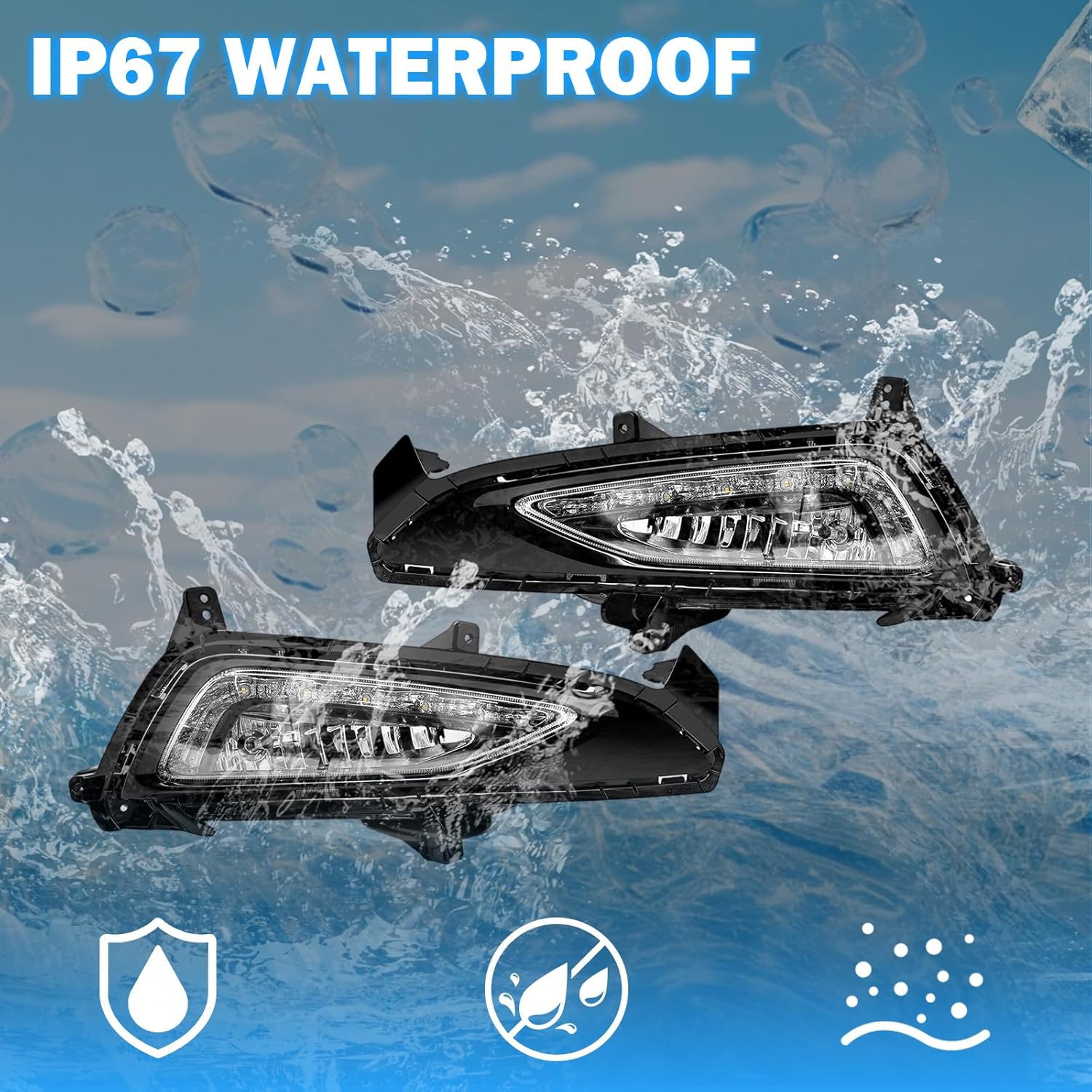 OKSIWA LED&DRL Fog Light Fit For 2016 2017 2018 Hyundai Tucson, A Pair Of Front Bumper Fog Lamps With Clear Lens And Covers-7