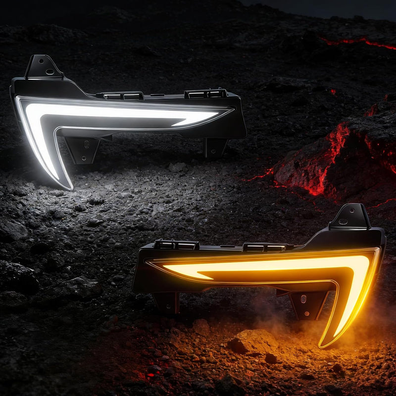 OKSIWA White & Yellow LED Front Daytime Running Lights DRL Fit for 2021-2024 Tesla Model Y Upgrade and Modified 1 Pair Turn Signals Driving Runing Lamp Fog Lights Assembly-5