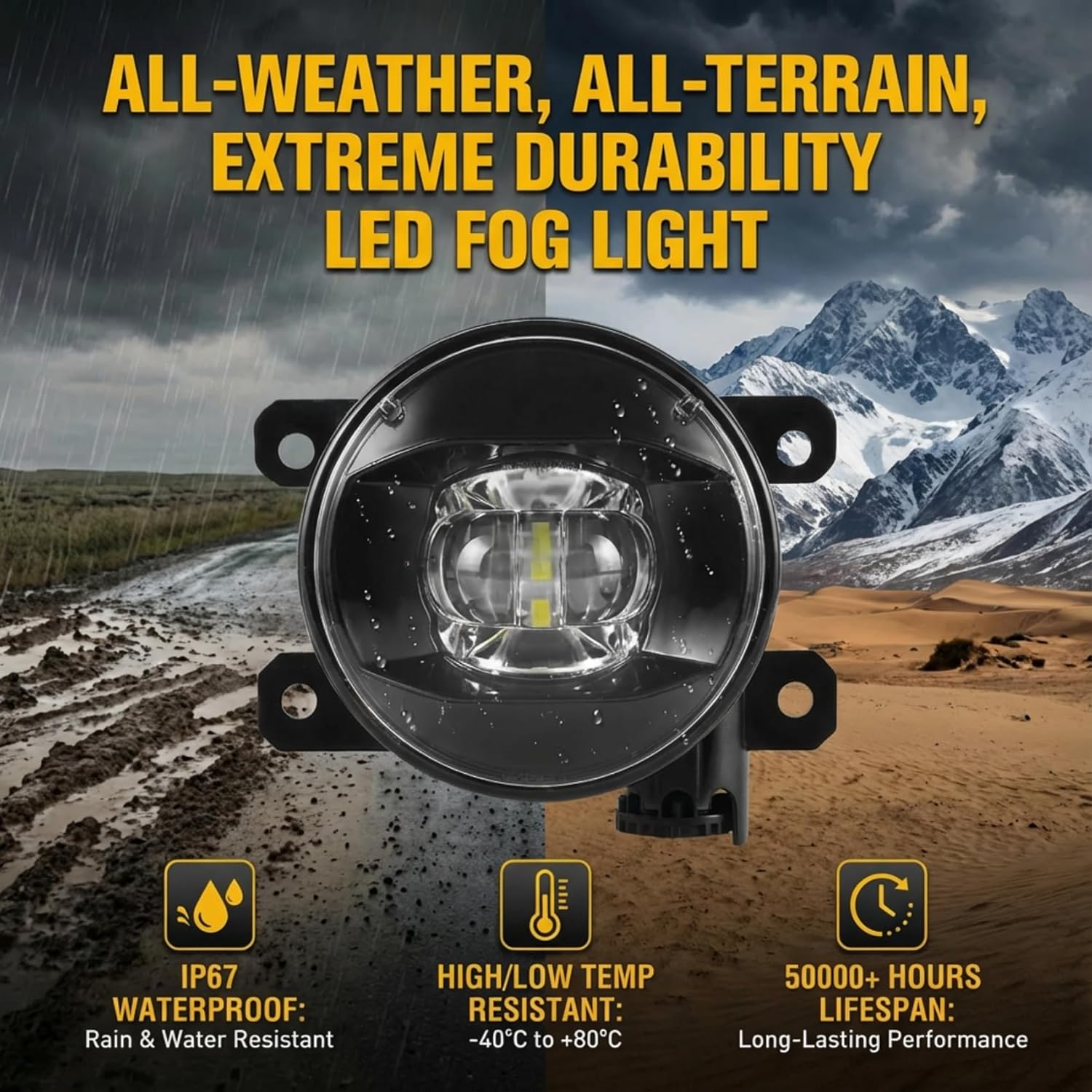 OKSIWA LED Fog Light for 2014 2015 2016 Toyota Corolla S SE,Fog lamp Assembly Replacement, IP67 Waterproof, Clear Lens,Include Fog Wiring Harness