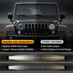 7" Halo LED Headlights with Sequential Turn Signal & DRL for 1976-2017 Jeep Wrangler CJ/TJ/JK-6