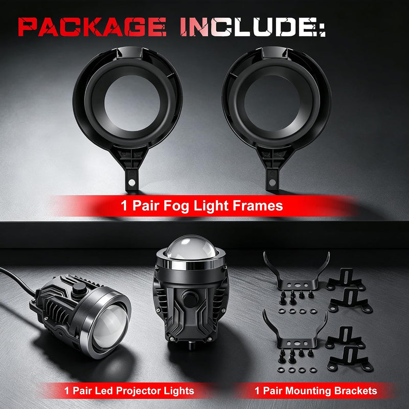 DOT Approved LED Projector Fog Light for 2005–2019 Nissan Frontier Chrome Bumper Models, 1 Pair-5