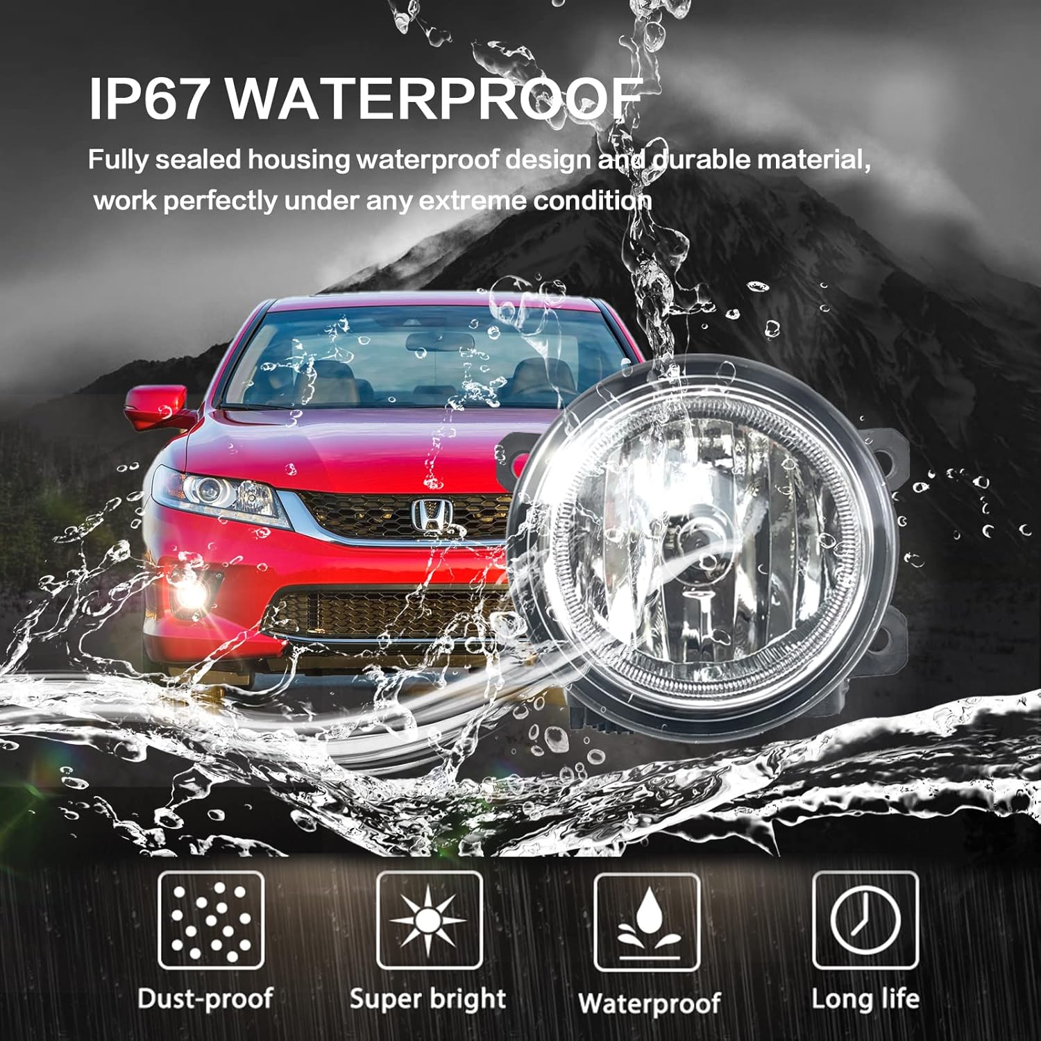 OKSIWA Fog Light Compatible With 2016 2017 2018 2019 2020 2021 Honda Civic Accord Pilot CR-Z Front Bumper Driving Fog Lamps-5