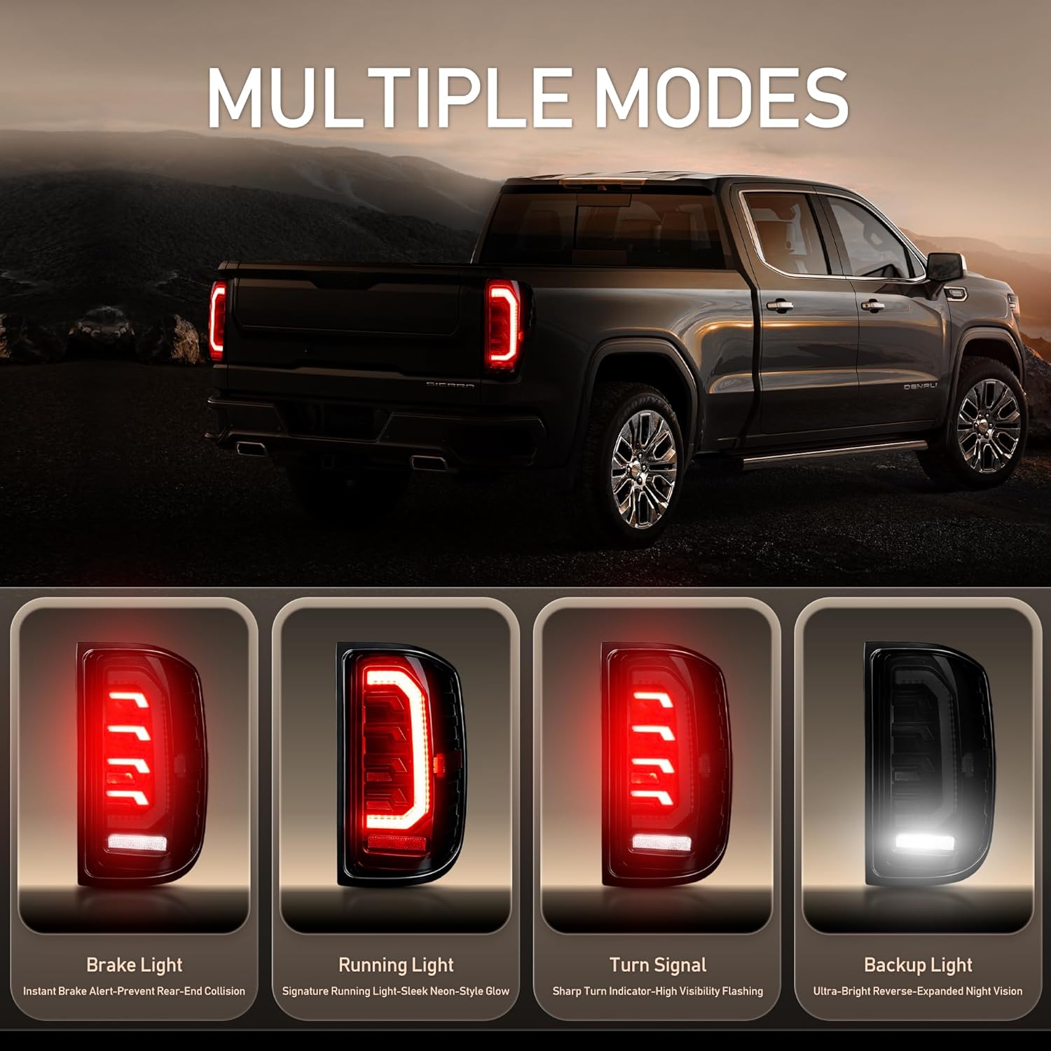 OKSIWA Animated Starting Sequence LED Tail Light Assembly, Compatible for 2014-2018 Chevy Silverado 1500 2500HD 3500HD, 2016-2018 GMC Sierra 3500HD, Taillight Brake Lamp (Full Housing with Integrated Bulbs)