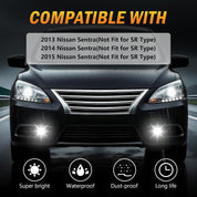 OKSIWA LED Fog Light,Compatible with 2013-2015 Nissan Sentra(Not Fit for SR type),Front Bumer Driving Light Fog Lamp Assembly Kit with Wiring Harness, Switch,Plug and Play