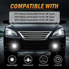OKSIWA LED Fog Light,Compatible with 2013-2015 Nissan Sentra(Not Fit for SR type),Front Bumer Driving Light Fog Lamp Assembly Kit with Wiring Harness, Switch,Plug and Play-2
