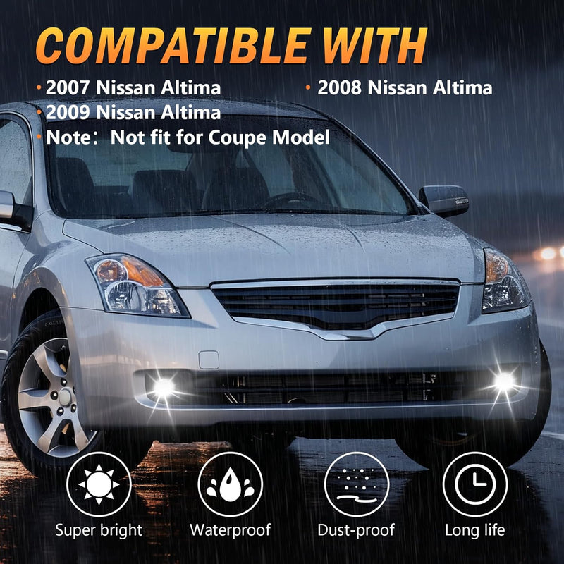 OKSIWA LED Fog Lights, Compatible with Nissan Altima Sedan 2007 2008 2009, Front Bumer Driving Light Fog Lamp Assembly Kit with Wiring Harness, Switch,Plug and Play-2
