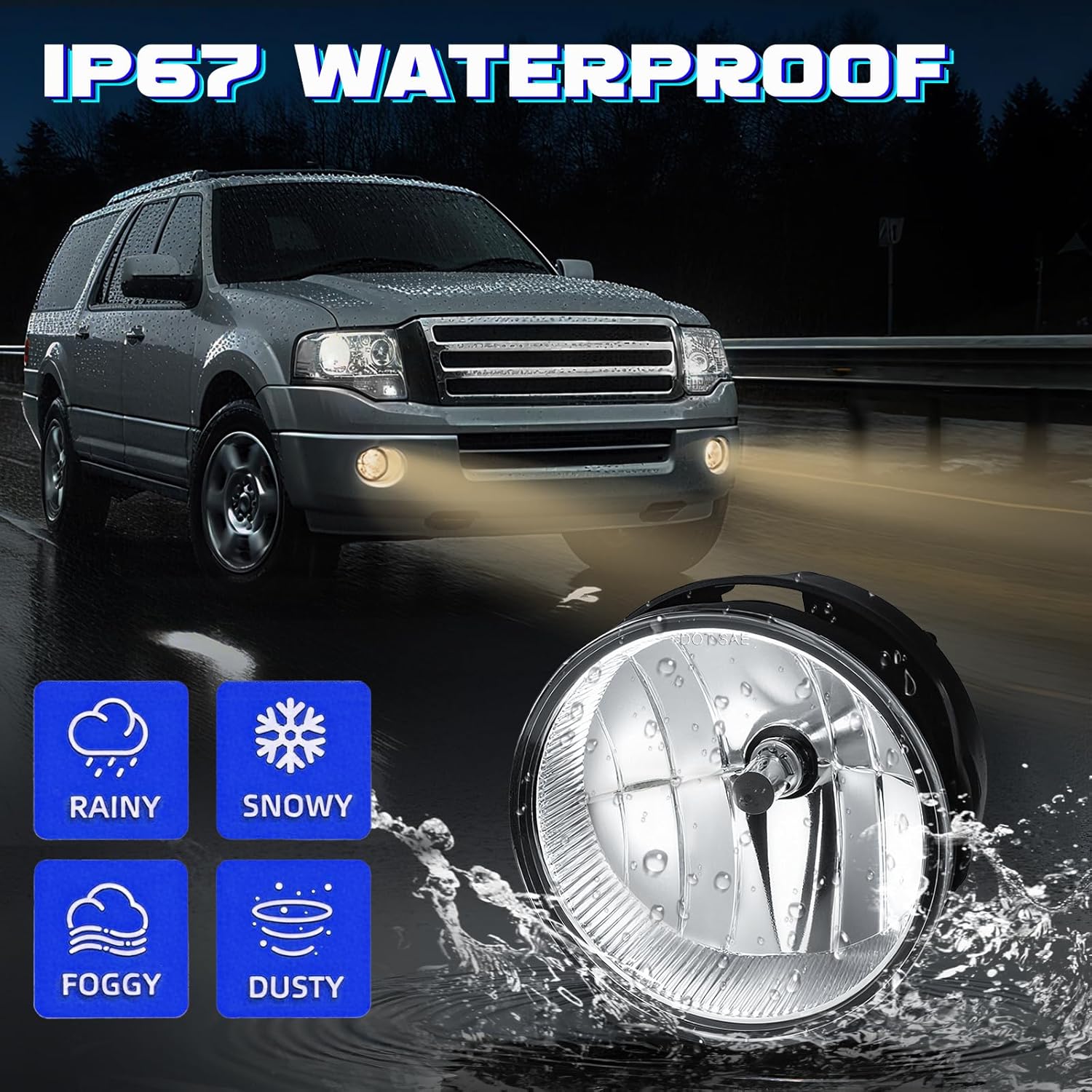 OKSIWA Led Fog Lights Compatible with Ford Expedition 2008 2009 2010 2011 2012 2013 2014 Upgrade and Modified 1 Pair Led Fog Lamp, Fog Light Assembly-2