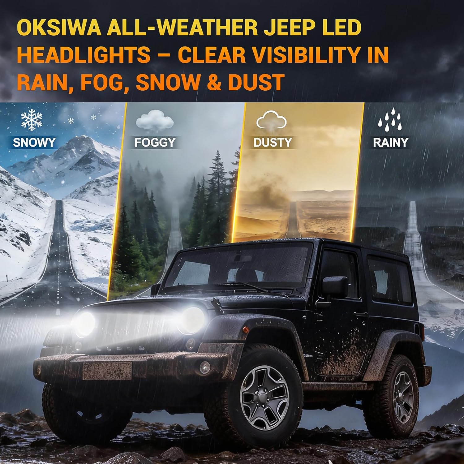 7" Halo LED Headlights with Sequential Turn Signal & DRL for 1976-2017 Jeep Wrangler CJ/TJ/JK-8
