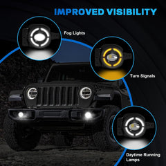 OKSIWA 4-Inch LED Fog Lights with DRL & Turn Signals - Compatible with 2019 2020 2021 2022 Jeep Wrangler JL & JT - Complete Jeep Wrangler Fog Lamp Replacement Kit (1 Pair)-4