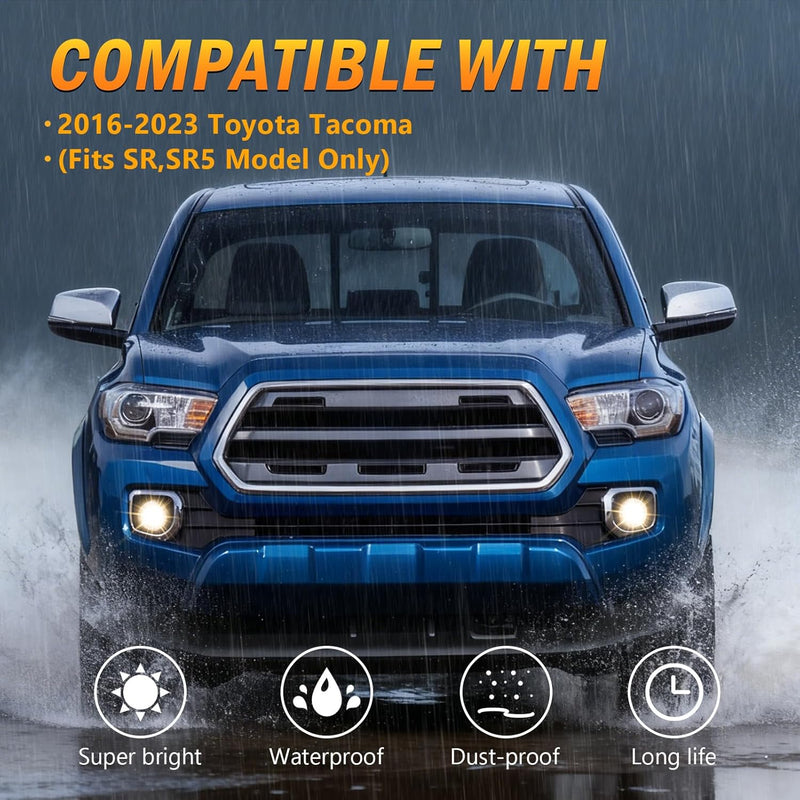 OKSIWA Halogen Fog Lights,Compatible with 2016-2023 Toyota Tacoma(Fits SR,SR5 Model Only), Front Bumper Driving Light, with Wiring Harness, Switch,Easy to Install (Chorme Bezels)-2