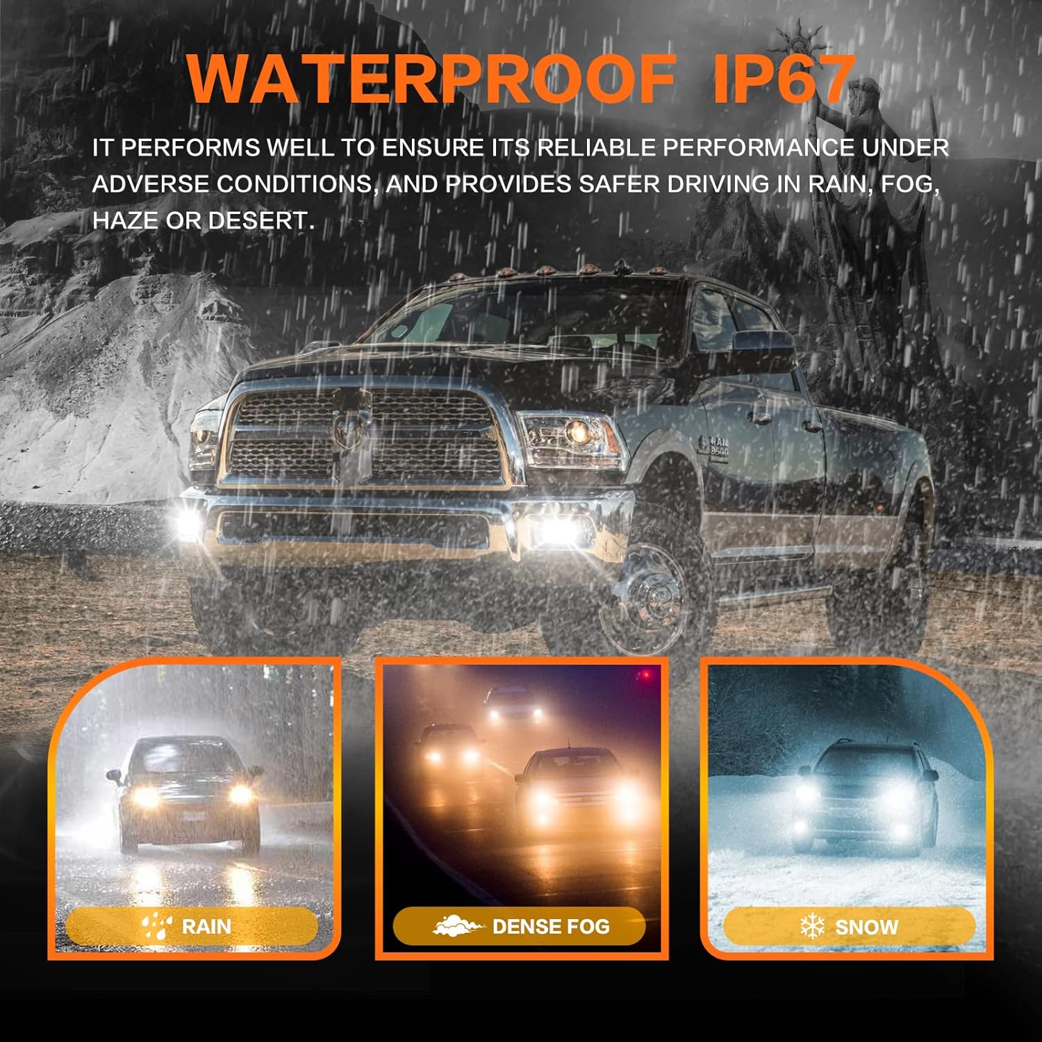 OKSIWA LED Fog Lights for Dodge Ram 1500 2009-2012,Dodge Ram 2500 2010-2018,Dodge Ram 3500 2012-2018 Pickup Truck Bumper Fog Lamps Replacement-4