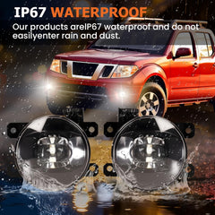 OKSIWA LED Fog Lights Assembly Compatible With 2005-2014 Xterra/2010-2017 Frontier Front Bumper Lamps With Switch Harness and Wiring Kit Clear Lens 1 Pair-4