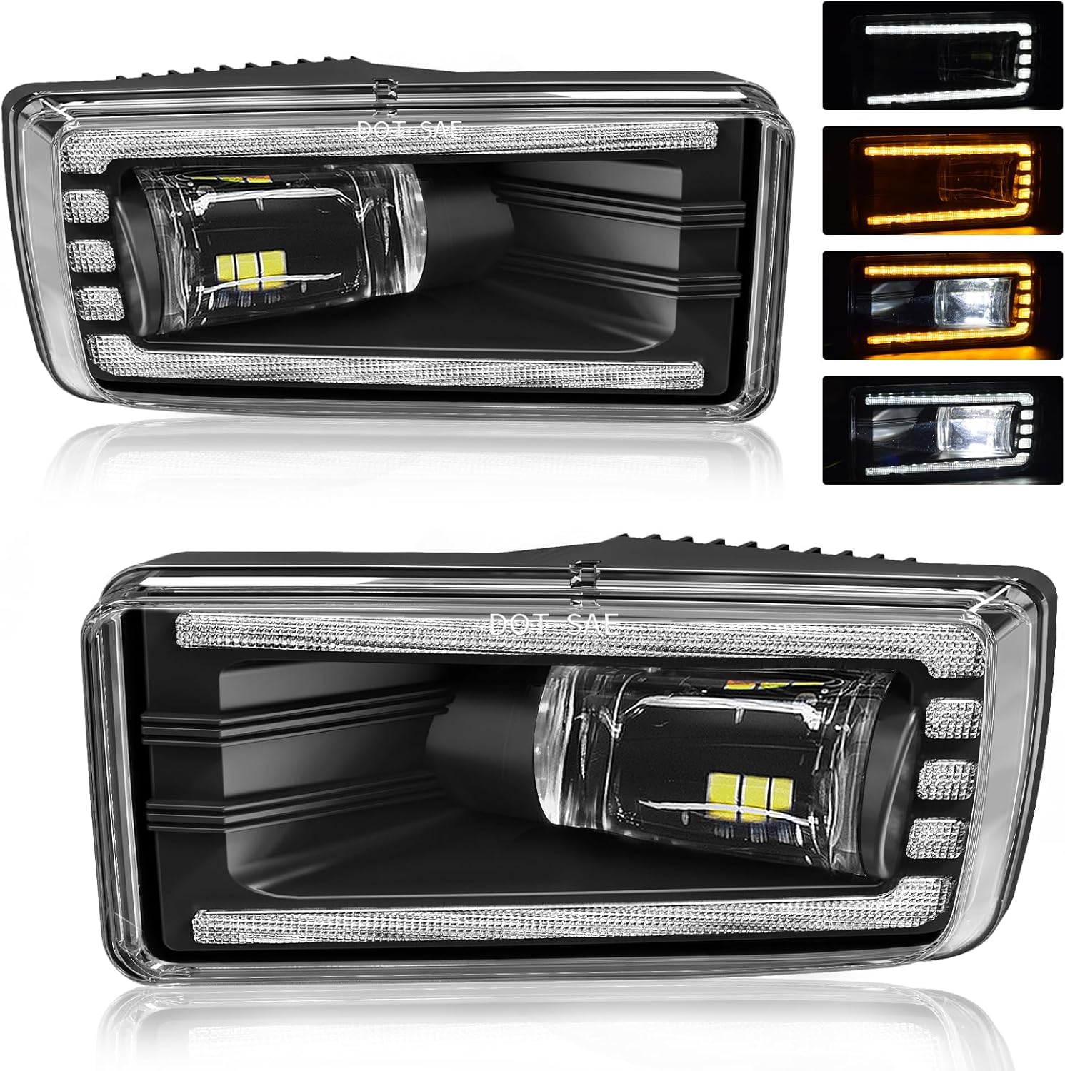 OKSIWA LED Fog Lights Assembly for Chevy 2007-2015 Silverado,2007-2013 Avalanche,2007-2020 Tahoe,2007-2015 Suburban Daytime Running Light Turn Signal for Chevrolet 1 Pair Fog Lamps