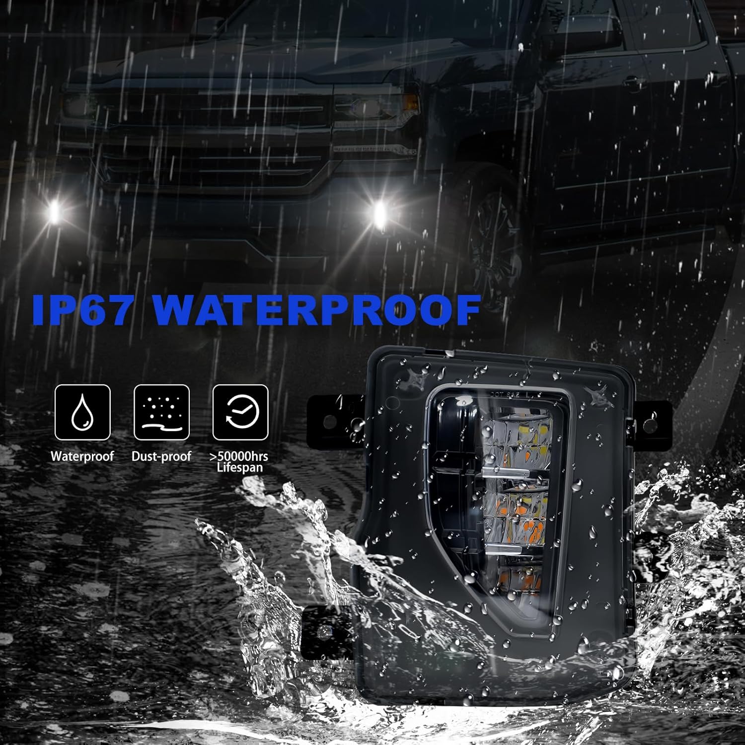 OKSIWA Led Fog Lights for 2016 2017 2018 Chevy Silverado 1500, 1 Pair Fog Lamps