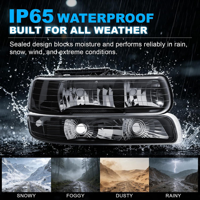Headlight Compatible with 1999-2002 Chevy Silverado & 2000-2006 Tahoe/Suburban-6