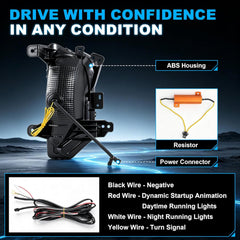 DOT Approved LED Fog Lights with DRL & Amber Turn Signal for 2022-2024 Chevy Equinox w/ Wiring Harness Plug & Play-4
