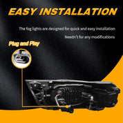 OKSIWA LED Fog Lights for 2009 2010 2011 Honda Civic 4-Door Sedan,Front Bumer Driving Light Kit,Fog Lamps Replacement with Wiring Harness,Clear Lens,Plug and Play