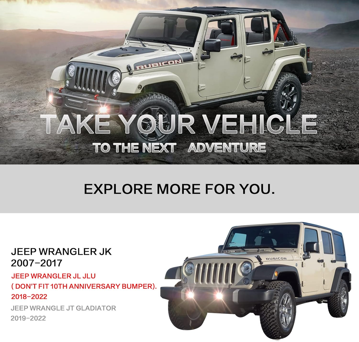 OKSIWA 4 Inch LED Fog Lights fit for 2007-2018 Jeep Wrangler JK JKU TJ LJ, A Pair of Front Bumper Driving Fog Lamps with Clear Lens