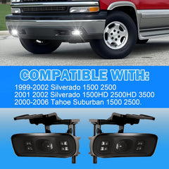 OKSIWA LED Fog Lights Assembly Fit For 1999-2002 Silverado 1500 2500/2001 2002 Silverado 1500HD 2500HD 3500/2000-2006 Tahoe Suburban 1500 2500 Fog Lamps LED2-3