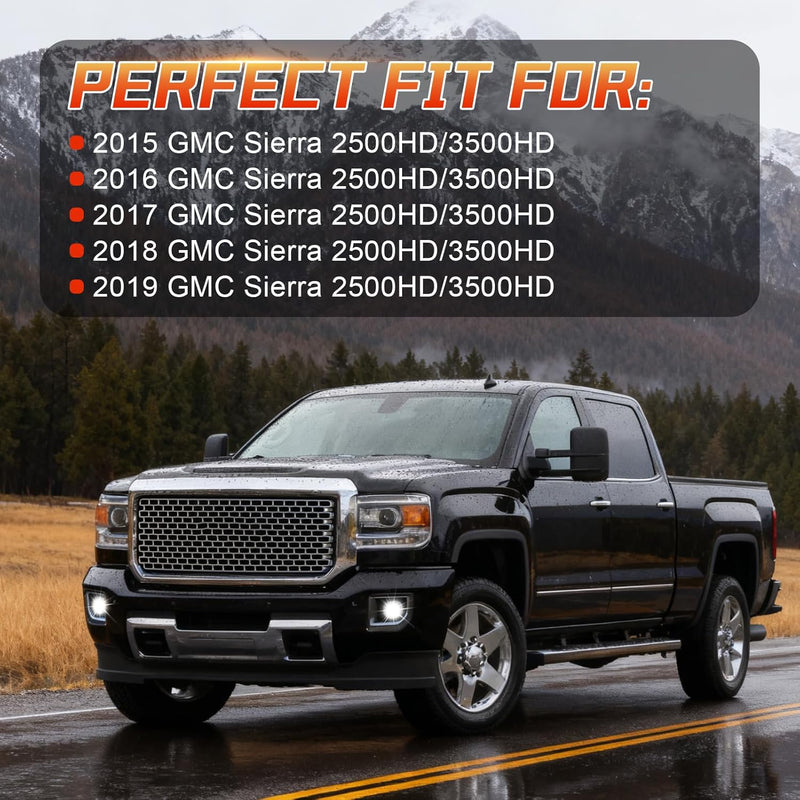DOT Approved LED Fog Lights for 2015-2019 GMC Sierra 2500HD/3500HD Plug & Play-2