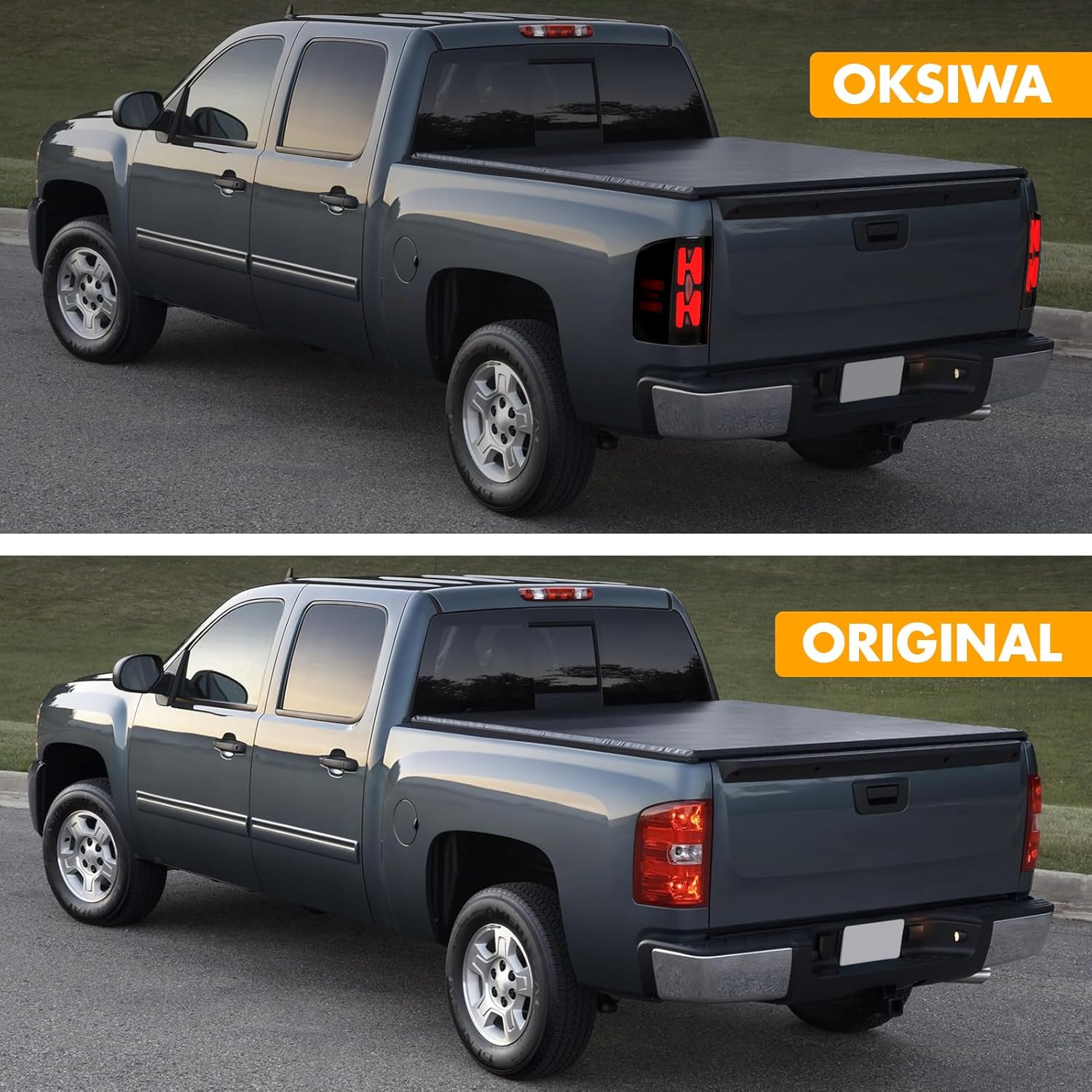 OKSIWA Sequential LED Tail Light for 2007-2013 Chevy Silverado 1500 2500HD 3500HD,With Start-Up Animation, Unique Attractive Appearance Design,Turn Signal,Smoked Lens Rear Light,Break,Reverse Light-5