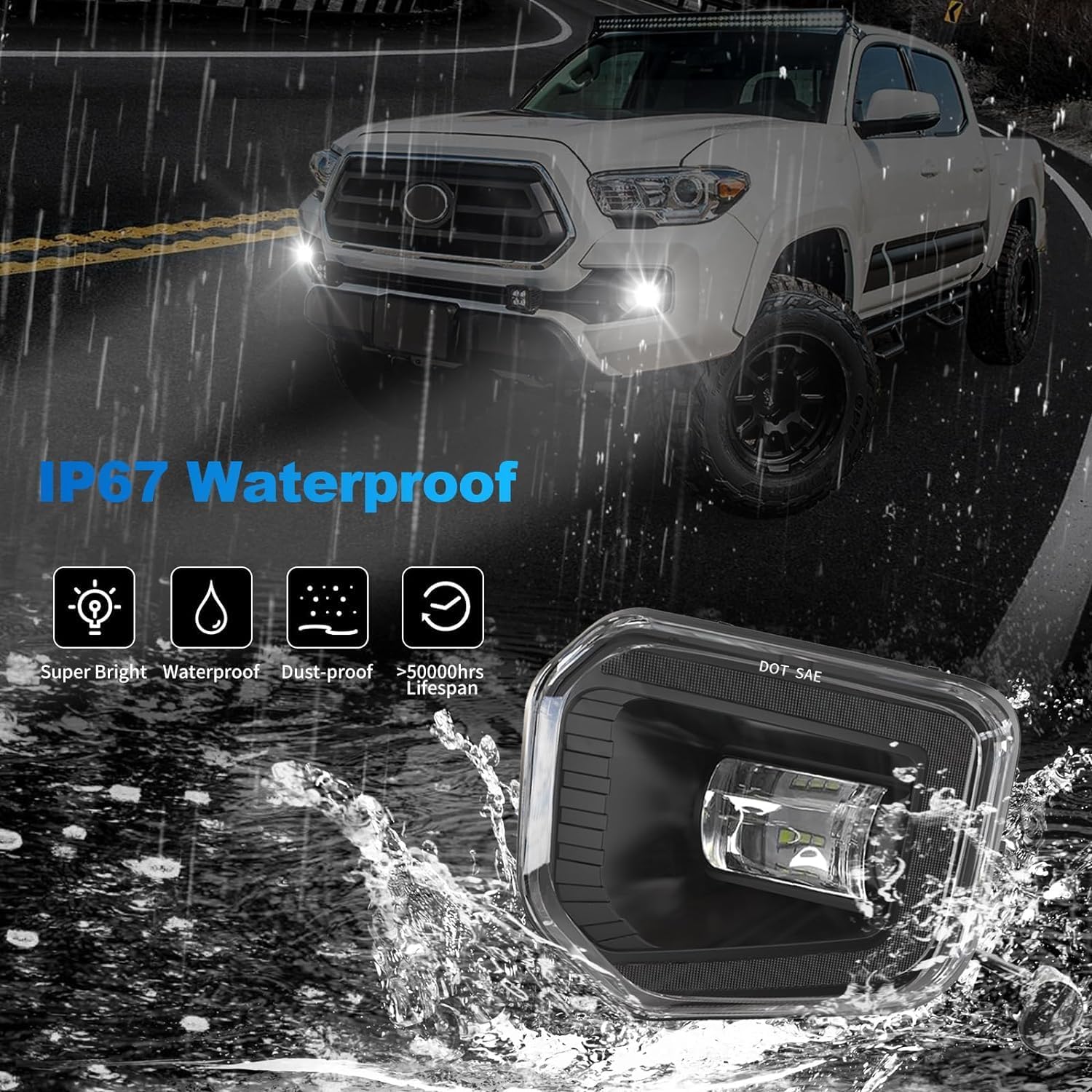 OKSIWA LED Fog Lights Assembly Compatible with Toyota Tacoma 2016 2017 2018 2019 2020 2021 2022（for SR SR5 Model）, Front Driving Fog Lamps Replacement Kit,DOT Certified - 1 Pair-5