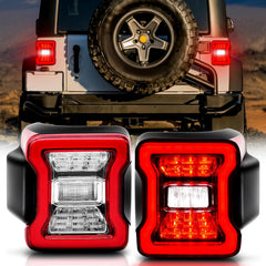OKSIWA LED Tail Lights Fit For 2007-2018 Jeep Wrangler JK JKU, Tunnel Shaped Design Rear Lights, Running, Brake, Turn Signal, Reverse Light Tail Lamp, Easy to Install-1