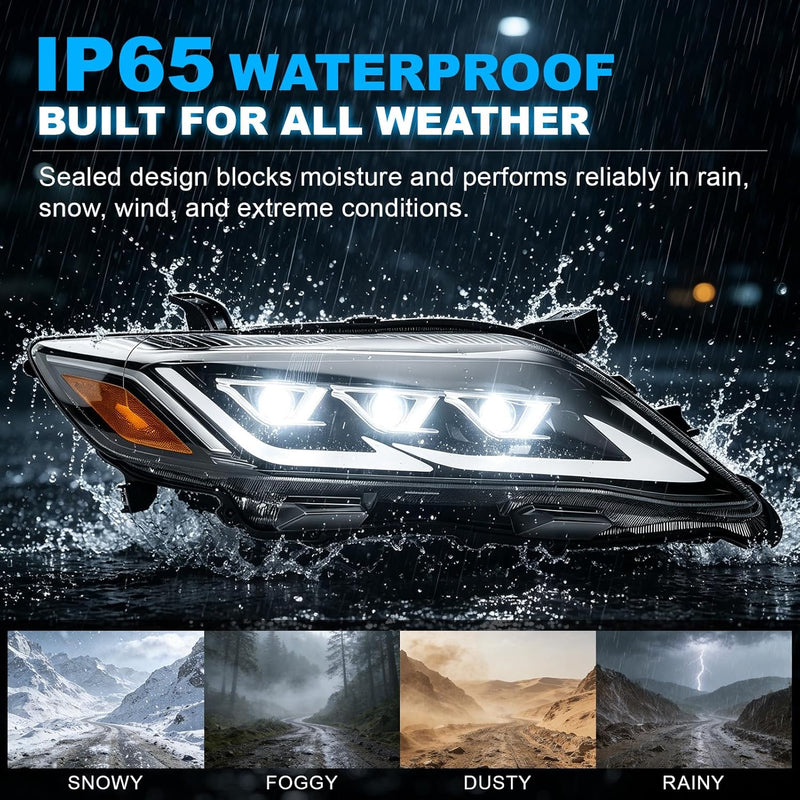 LED Projector Headlights with Startup Animation & Sequential Turn Signal for 2010-2011 Toyota Camry XV40 DRL High Low Beam Clear Lens Waterproof Plug & Play 1 Pair-6