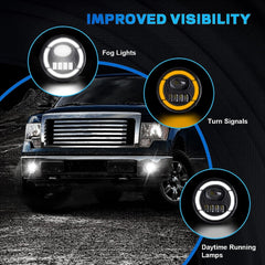 OKSIWA LED Fog Lights with DRL/Turn Signal Compatible with 2011 2012 2013 2014 Ford F150 Bumper Driving Fog Lamp Assembly Replacement DOT Approved（1 Pair）-4